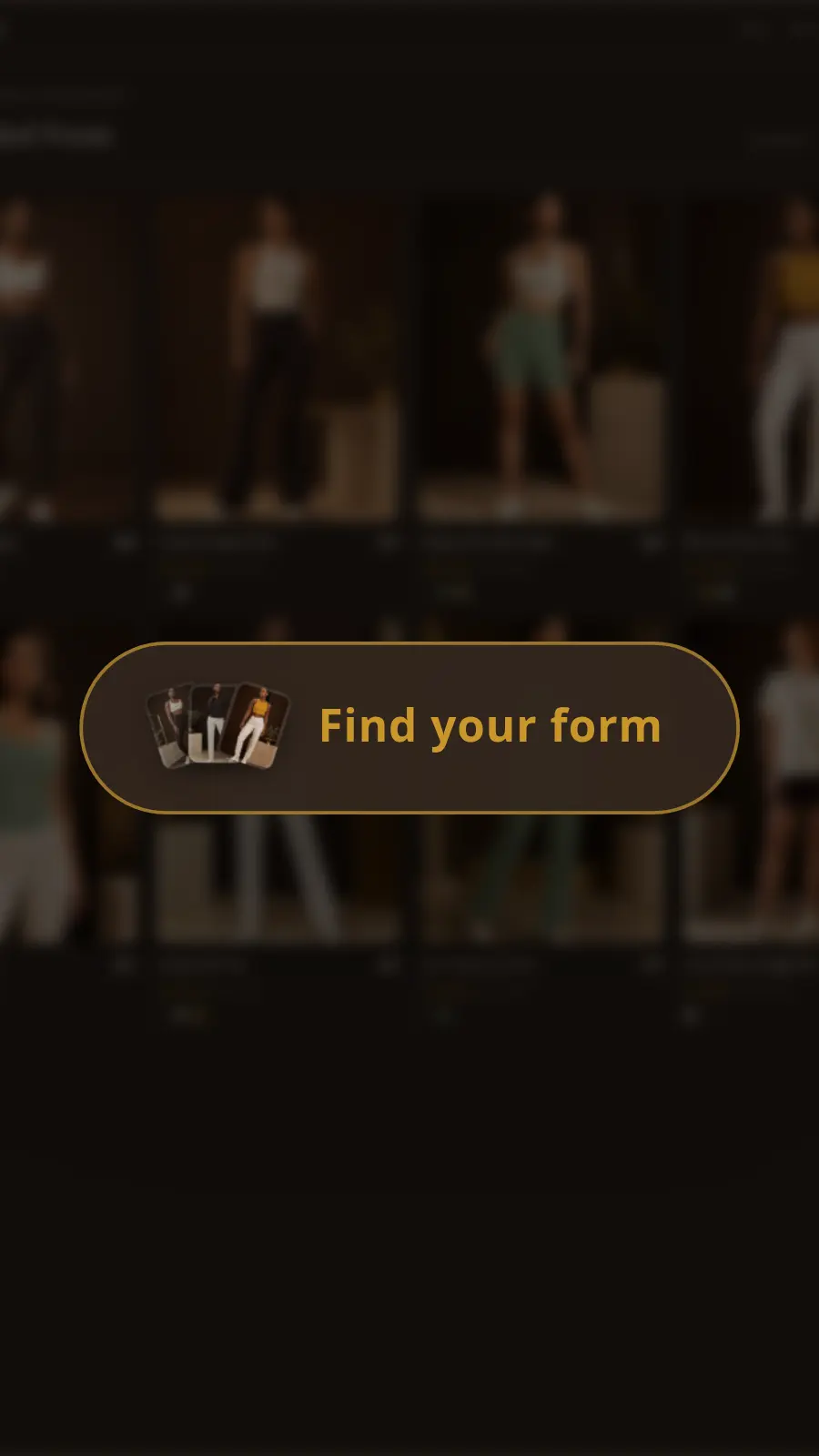 Close-up of the Hyper Hop floating Find your form pill over the SABLEFORM collection
